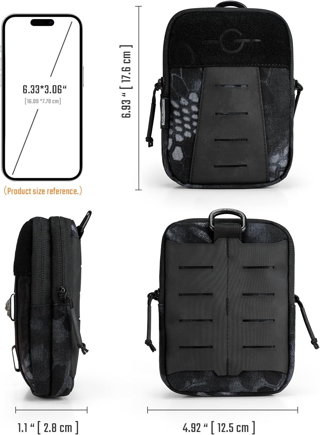 TACTICAL GEEK Block K EDC Compact Waist Pouch, Utility Pocket Organizer with Cache Pad, Nylon Zippers Tool Pouch, Multi-Purpose Small Gadget Organization for Daily Carry - Image 3