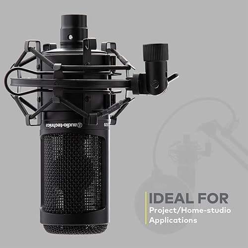 Miniatura 3 de Audio-Technica Micrófono de estudio de condensador AT2020 con filtro de engranajes Knox, brazo de pluma, cable y paquete de montaje de choque (5