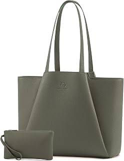 LOVEVOOK Laptop Tote for Women - 15.6 Inch Faux Leather Laptop Bag with Clutch, Large Capacity Office Purse Computer Briefcase for Casual Business Travel