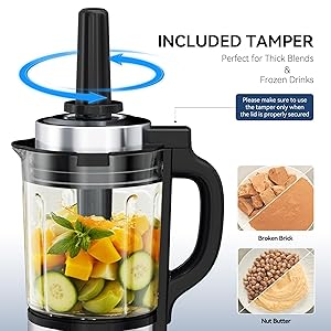 Glass Blenders for Kitchen with Tamper High-Speed Heating Blender  1500W Motor, 9 Adjustable Speeds, 14 Preset Programs, Nut Milk, Smoothies, Soups, Baby Food, Auto Clean, Ideal for Home & Family Use
