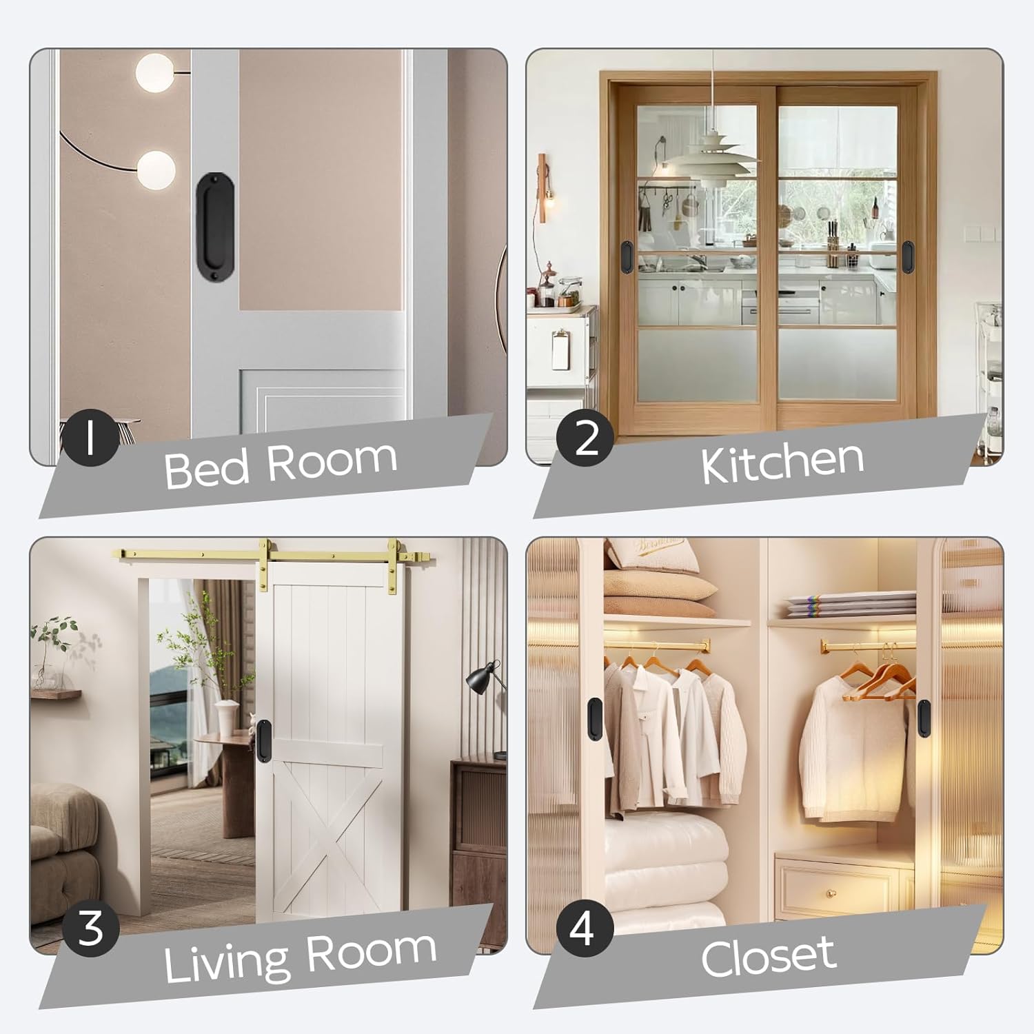 5 Inch Sliding Barn Door Handle, Oval Finger Flush Pulls, Recessed Finger Pull for Sliding Barn Door, Closet and Drawers (Center to Center Size is 105mm/4.13")
