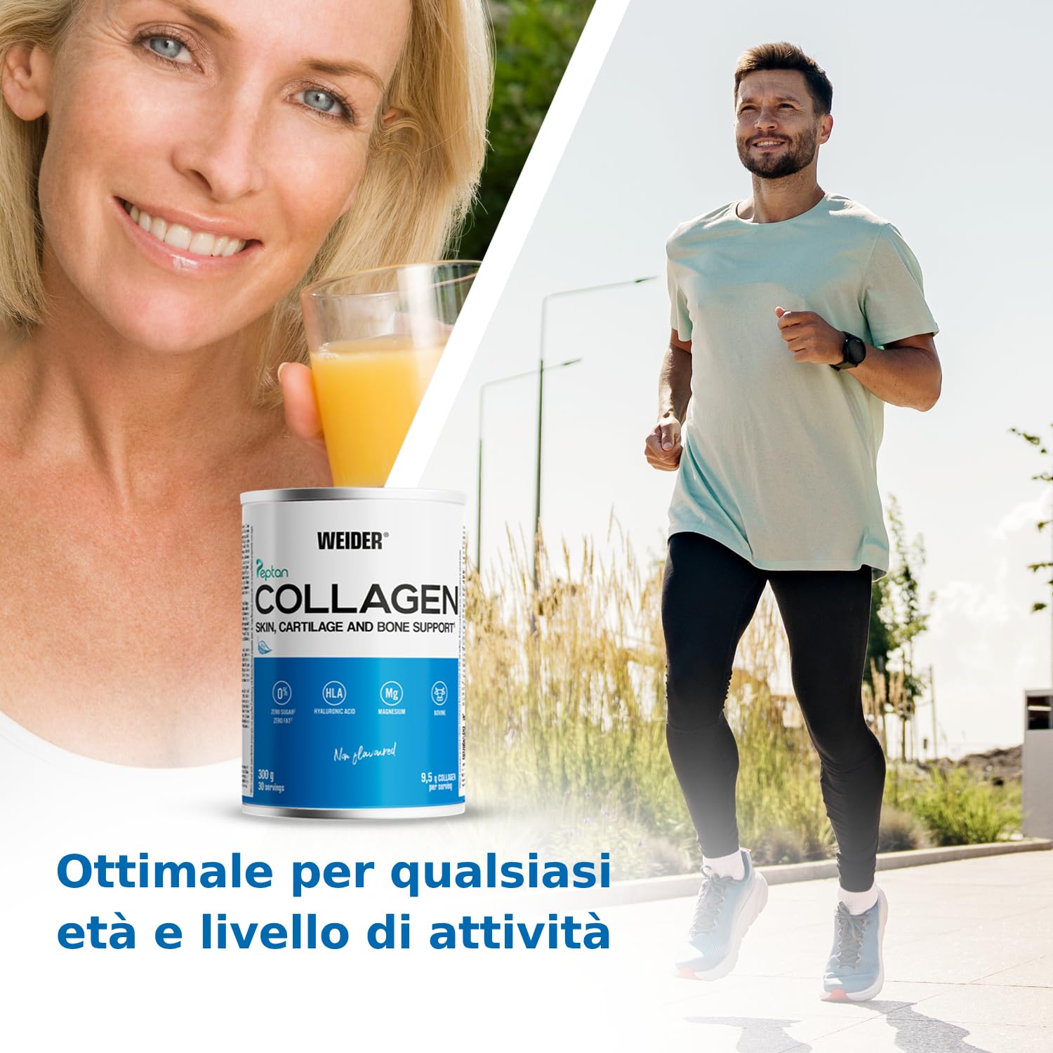 Weider Collagen (300g). Collagene Bovino in Polvere con Acido Ialuronico, Magnesio e Vitamina C. Peptidi di Collagene 100% Qualità Peptan. Senza Zucchero, Senza Grassi. Keto