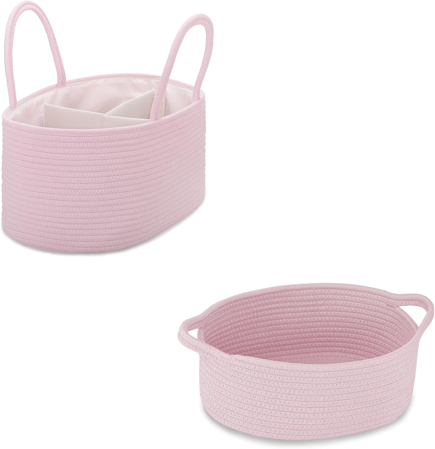 COMSE Large Diaper Caddy Organizer, Diaper Basket, Baby Car Organizer, and Small Woven Basket with Gift Bag and Ribbons