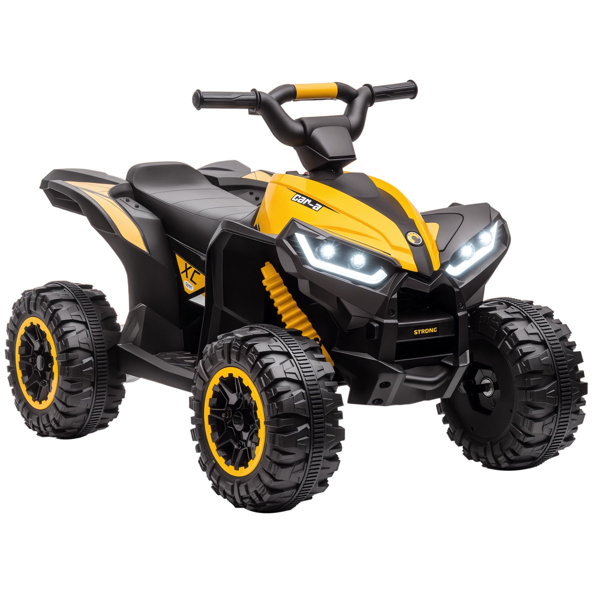 HOMCOM 12V Electric Quad Bike for Kids Ride On Car ATV Toy, with Forward Reverse Functions, LED Lights, Music, for Ages 3-5 Years - Yellow โ image 1