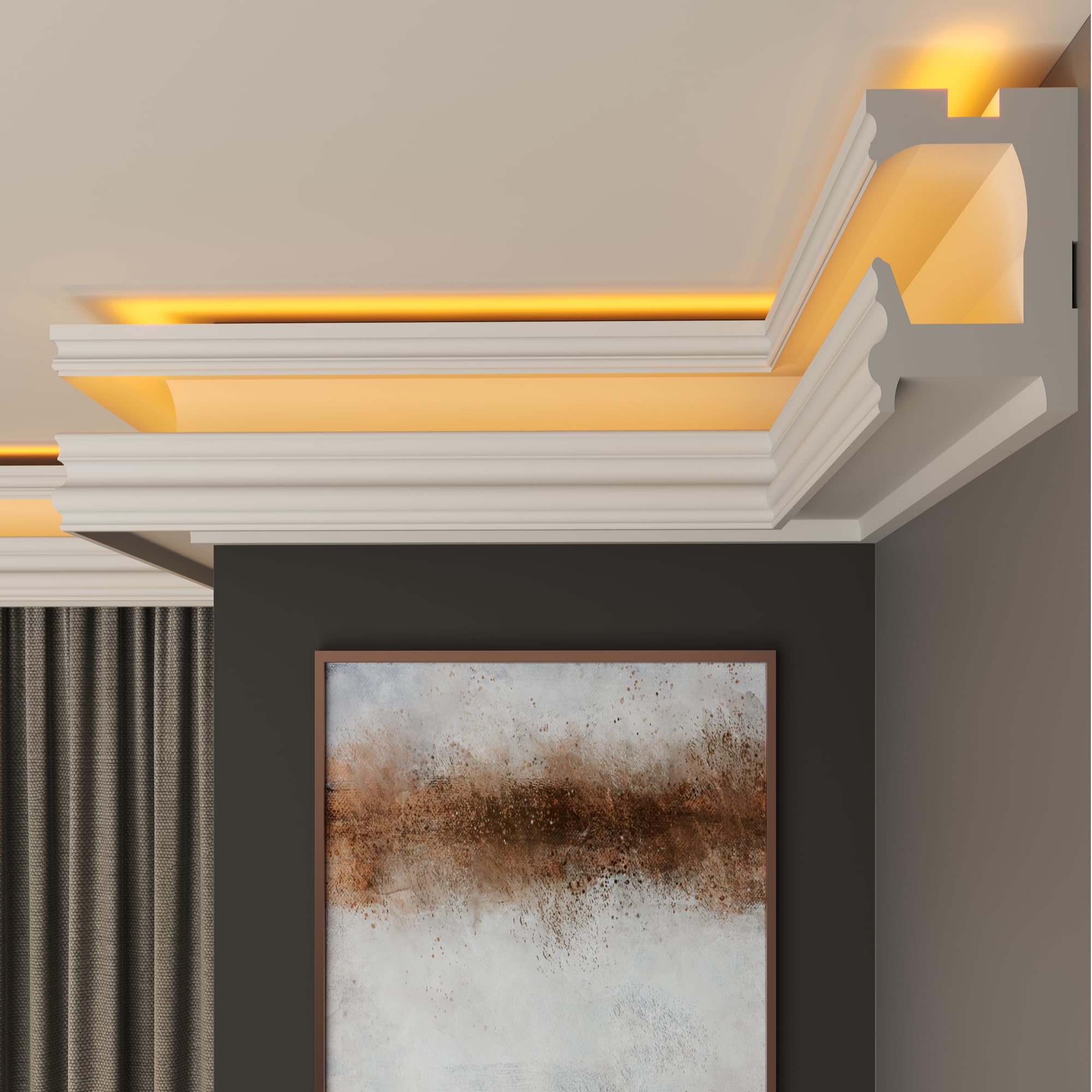 FAST DECOR XPS Ceiling Cornice Coving – Extruded Polystyrene Moulding Trim, Lightweight Decorative Coving for Ceilings, LED Coving, LED Cornice, LED Lighting Coving (CLL22, 10M (5 Length))