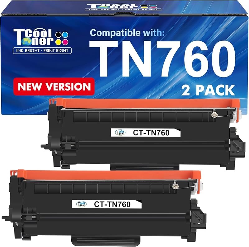 Tóner TN760 para impresora Brother TN730 TN-730/TN-760 TN 760 TN-760 TN-730 | Compatible con Brother MFC-L2710DW DCP-L2550DW MFC-L2750DW HL-L2395DW HL-L2350DW HL-L2370DW HL-L2390DW Impresora Negro Paquete de 2