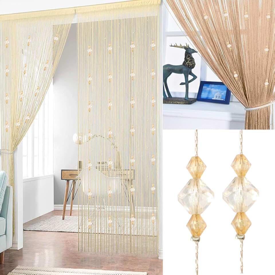 white beaded curtains