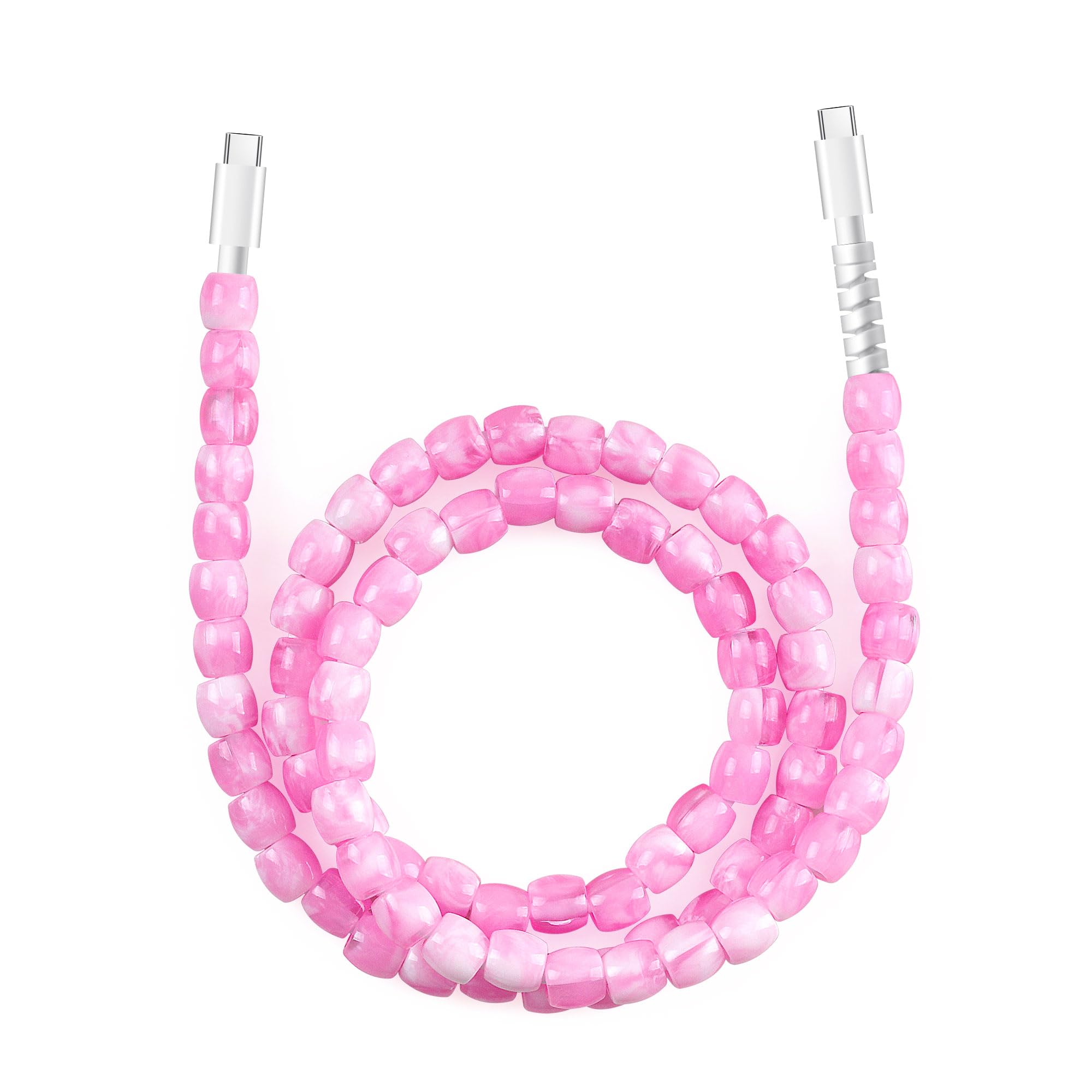 Cable USB para iPhone 16, cable de carga rápida de 66 W, cable USB C a USB C de 3.3 pies, elegante y duradero, con cuentas, cargador tipo C, para niñas y mujeres, para iPhone 15, Samsung S25, S24