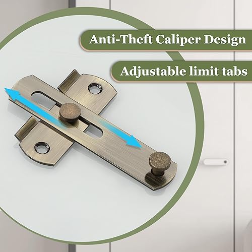 Miniatura 3 de Alise MS9001-Q - Cerradura de puerta de granero de acero inoxidable resistente de 4 pulgadas, cerradura antirrobo, cerradura de puerta de seguridad