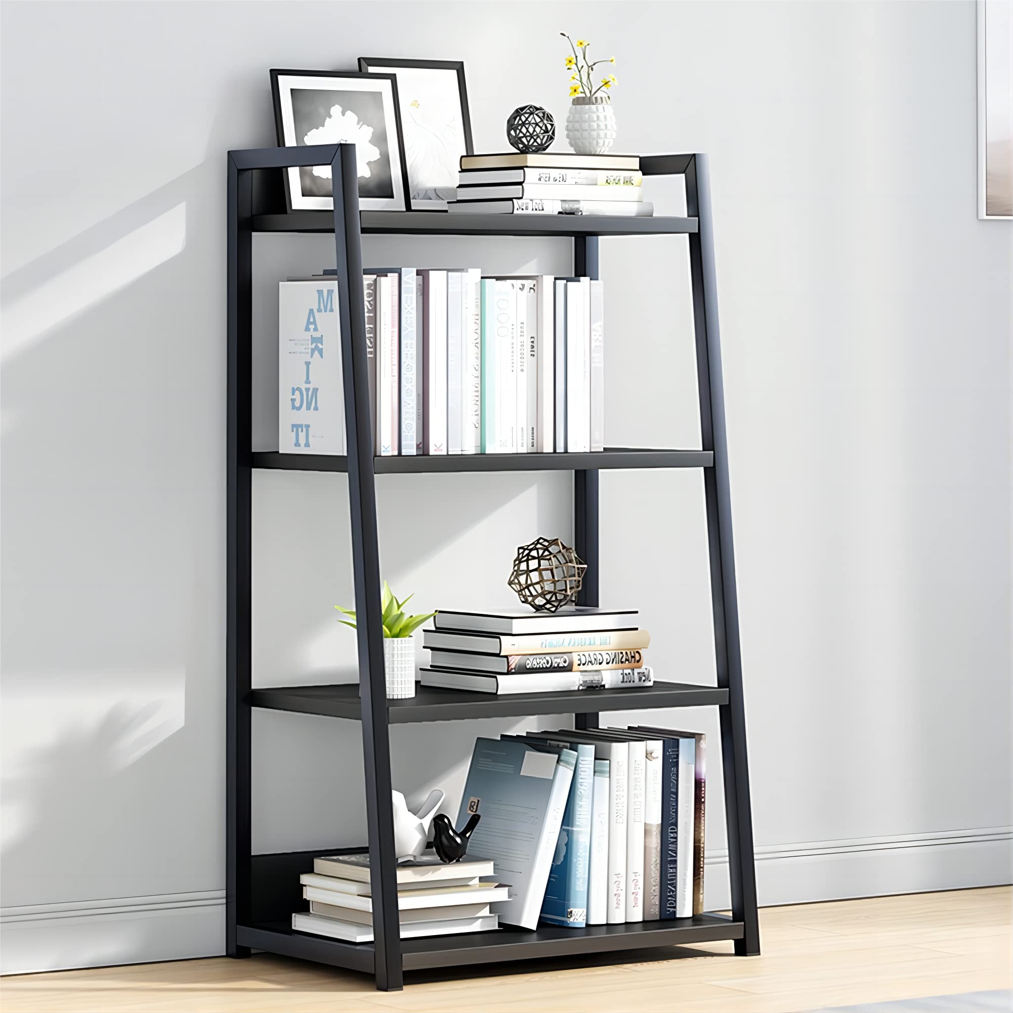 Amazon.com: IOTXY 4 Tier Open Bookshelf - Steel and Wood Display
