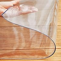 Vista 4 de Protector de mesa, rectangular, impermeable, transparente, protector de mantel, 0.079 in, PVC suave, cristal transparente, borde biselado, para mesa