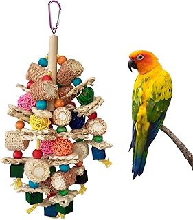 Vogelspielzeug für Große Vögel Papageienspielzeug Hängespielzeug Vogel Papagei Kauen Spielzeug Natürlicher Maiskolben und Luffascheiben für Aras Kakadus Amazon-Papageien und eine Vielzah