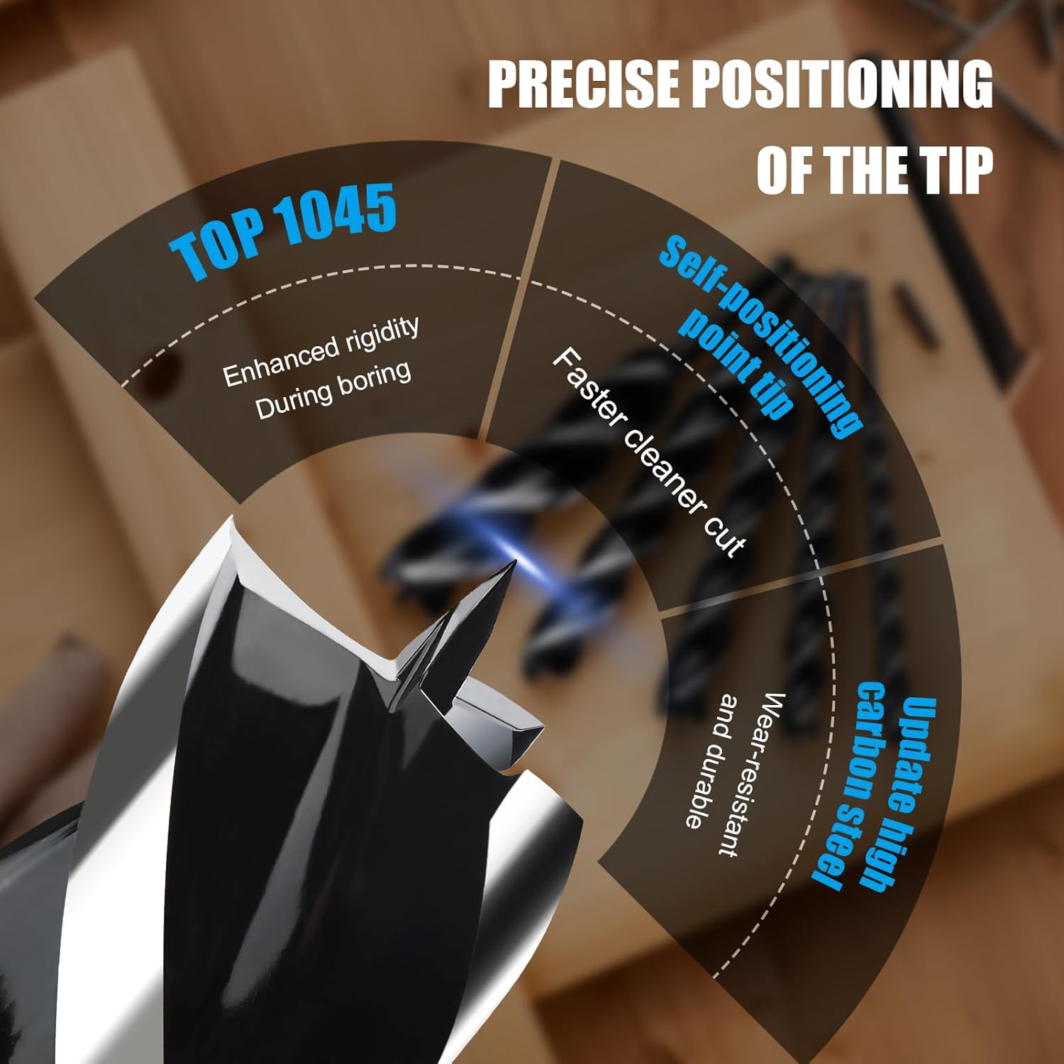 1-1/2'' x 18'' Auger Drill Bit for Wood, Hex Shank Tri Flute Ship Auger Long Drill Bit for Soft and Hard Wood,Tree Stump,Plastic,Drywall and Composite Materials