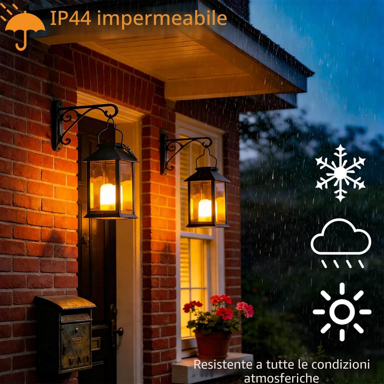 Yowin Lanterne da Esterno 2 Pezzi Lanterna Solare da Giardino con Candele Tremolante, Lampada Solari da Appendere Impermeabile Lampade da Tavolo per Arredo Giardino Terrazzo Balconi Decorazioni