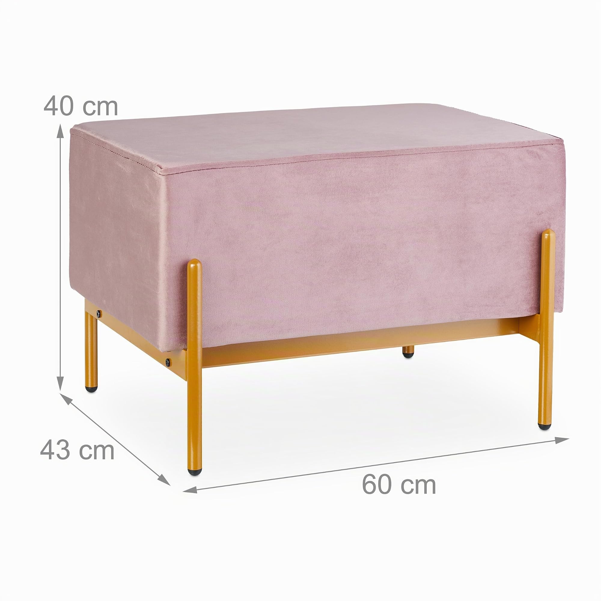 Relaxdays Panca da Ingresso con Seduta Imbottita in Velluto, HLP: 40 x 60 x 43 cm, Entrata, Camera da Letto, Rosa Oro