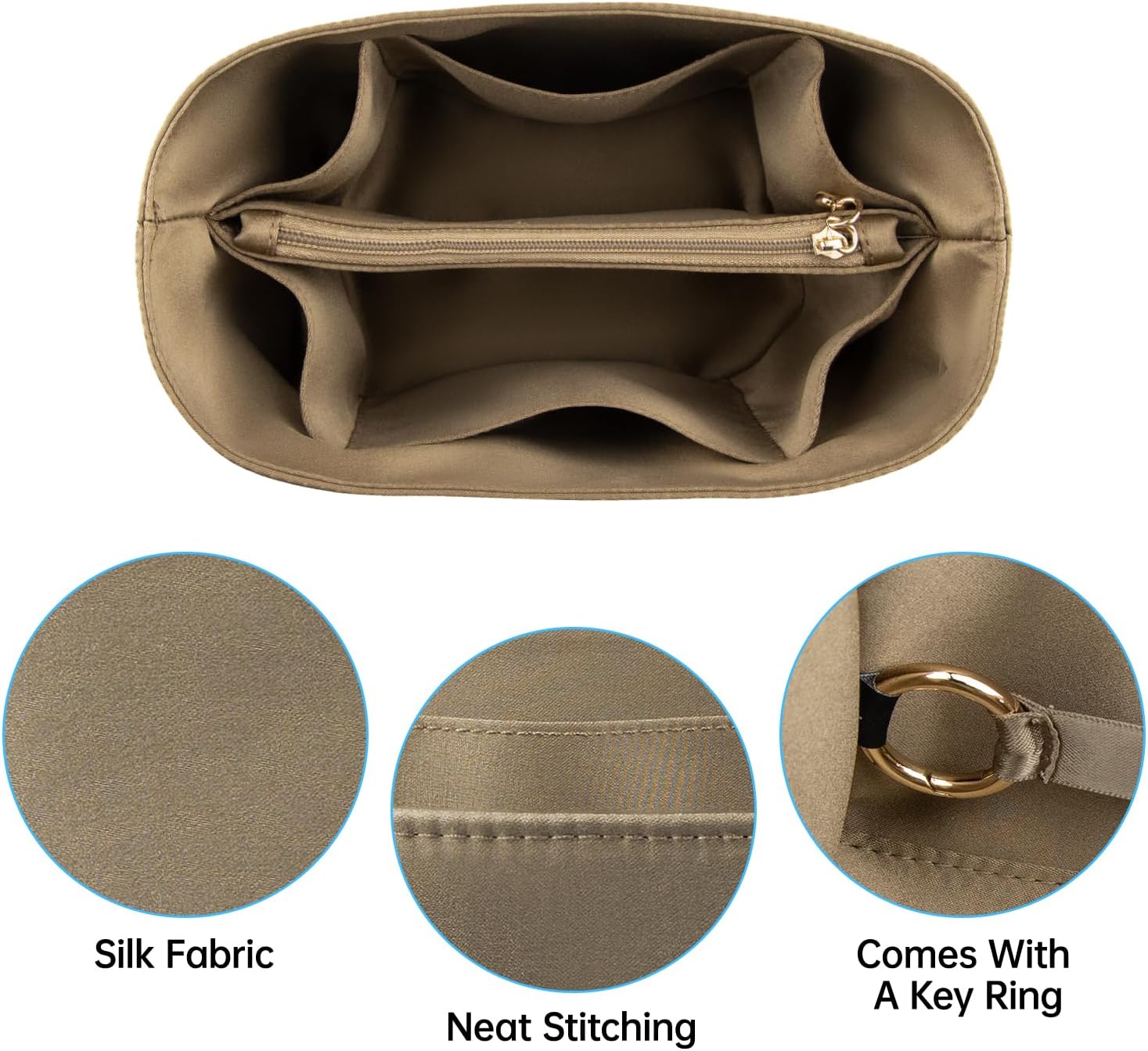 Organizer Insert for In The Loop 18/23, Satin Inner Bag Organiser(Size: In The Loop 18, Color: Craie)