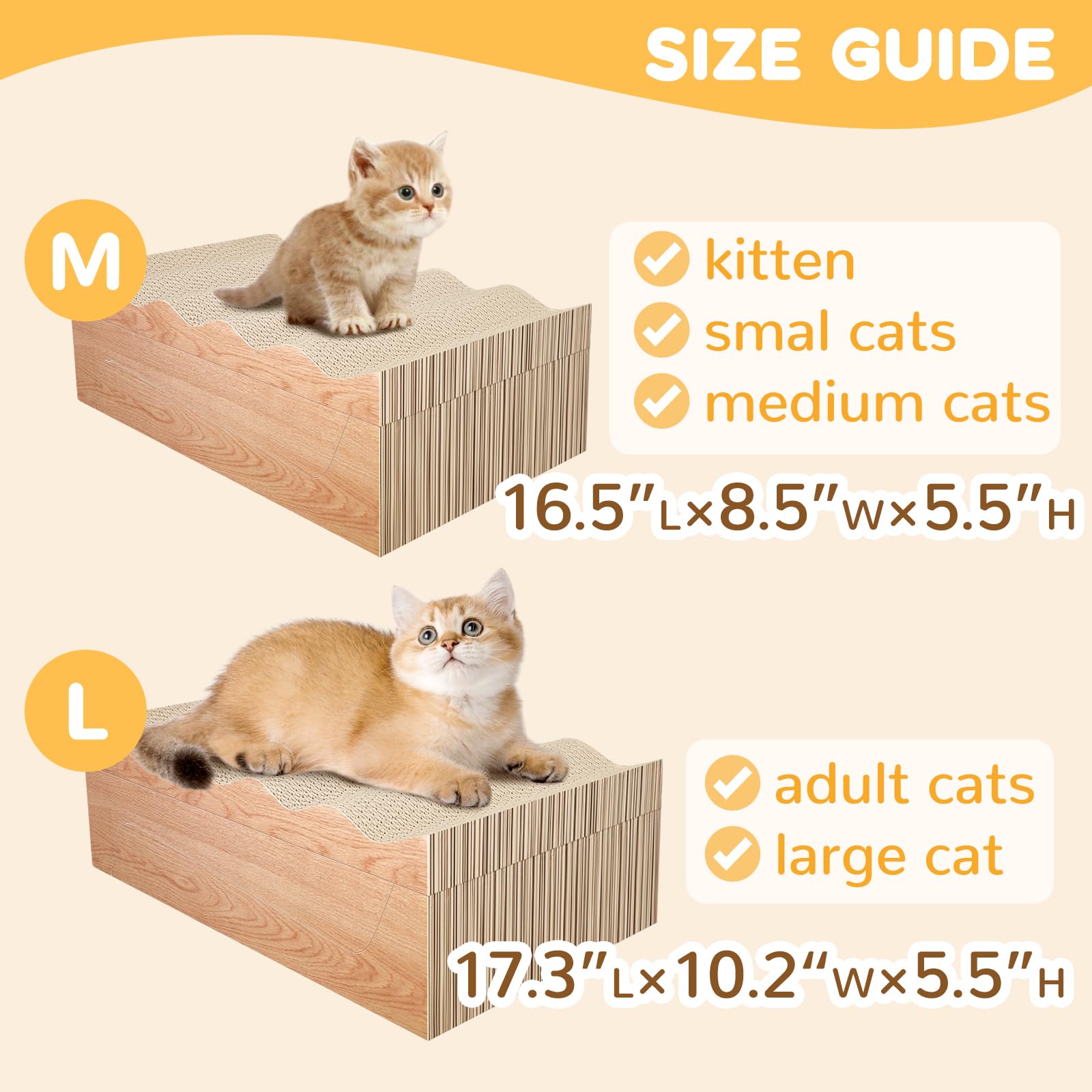 Juego de 3 almohadillas para rascar gatos corrugados para cama y salón que sobrepasan los arañazos para gatos en forma de onda, cartón reversible para muebles, incluye