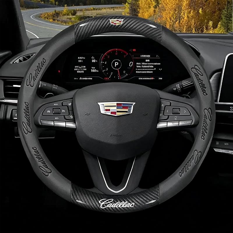 Capa para Volante Cadillac em Textura de Fibra de Carbono e Couro Nappa PROSTYLE INDUSTRIES, Redonda, 1 unidade