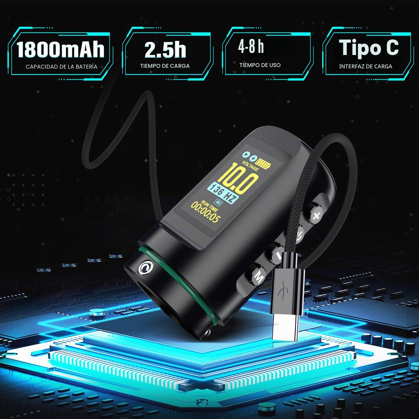 RHEIN Juego de máquina inalámbrica 1800 mAh RN-TKE602AEU-1 con concentrador ajustable, bolsa