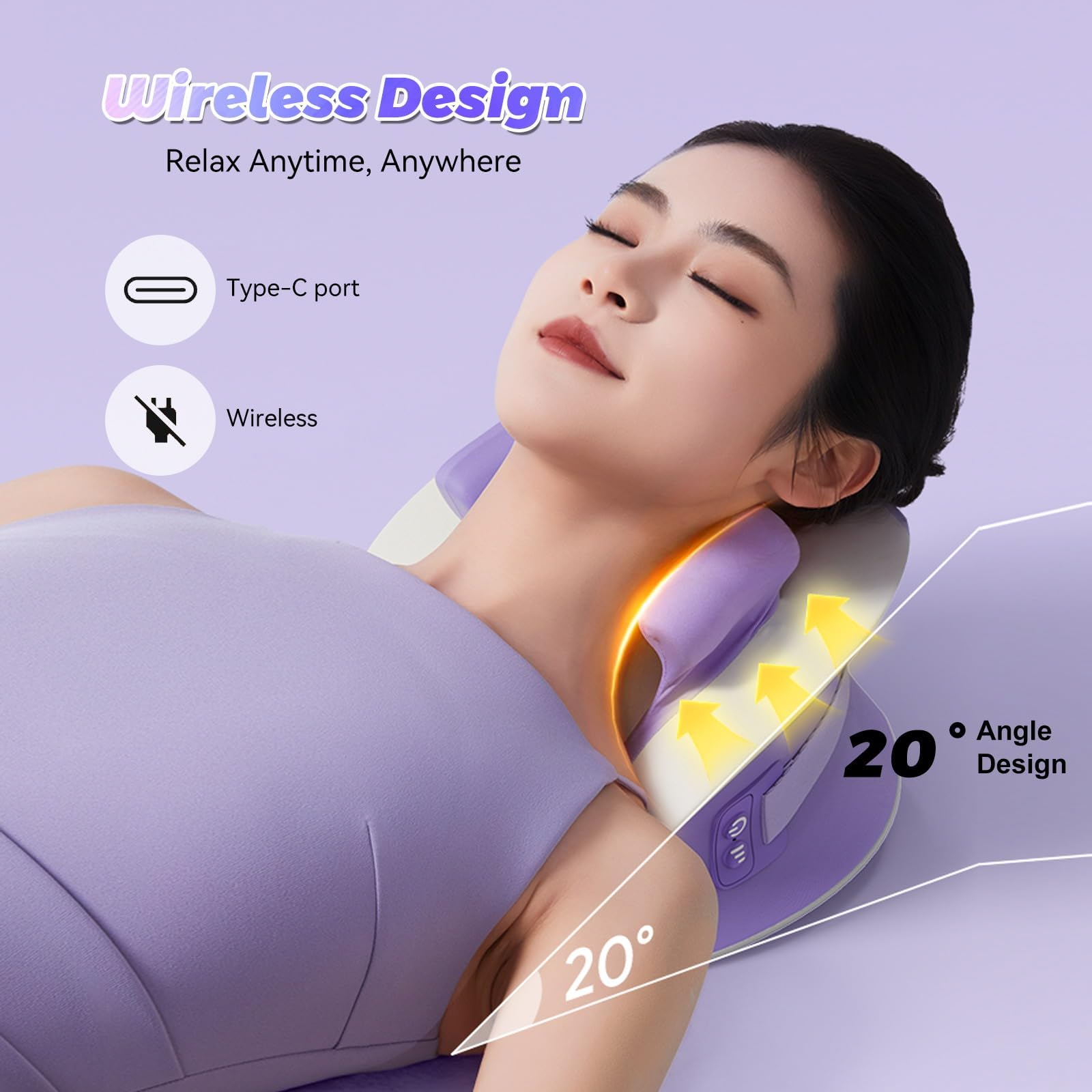 Masajeador Cuello Cervical con Calor, Intensidad Simulación de Masaje con Dedos, para Múltiples Partes del Cuerpo, Regalo para Mujer y Hombre