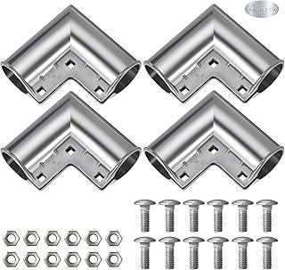 Chain Link Fence Gate Corner, 4 Pack 1-3/8" Chain Link Fence Parts Aluminum 90 Degree Gate Elbow for 1-3/8" x 1-3/8" Outdoor Diameter Pipe, Corner Brackets Includes Bolts, Easy to Install on Gate