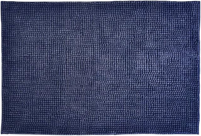 Allure Bobble Chenille Large Bath Mat Non Slip 60 x 90cm - Soft, Absorbent, Easy Care (Navy)