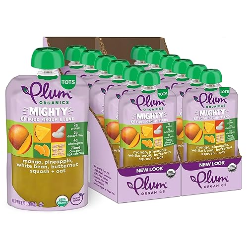 Miniatura 10 de Plum Organics Mighty 4 Mezcla de nutrición esencial en bolsa, 4 onzas (Paquete de 12)