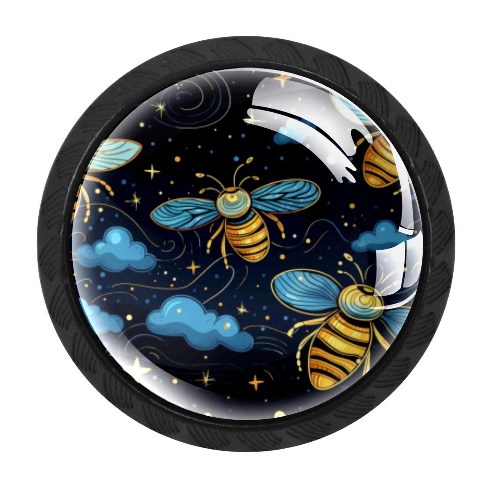 Chenzzzz Multicolored 08 4 Pack Cabinet Handles Black Starry Bee Cabinet Knobs Draw