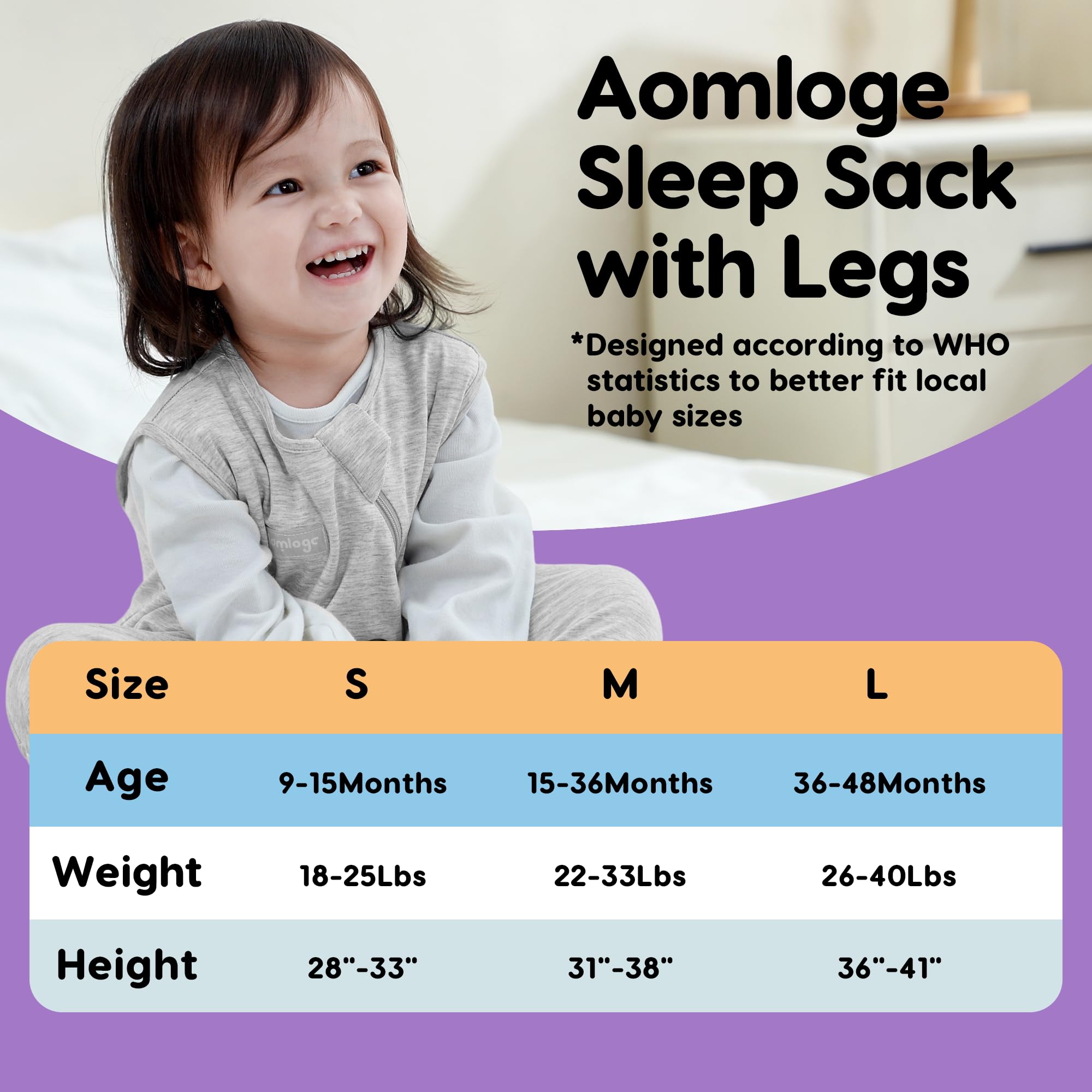 Aomloge PuppyCozy: Baby Sleeping Bag with Feet 2 Pack, Toddler Sleep Sack 9-15 Months, 1.0 Tog Sleep Sack with Legs - Image 4