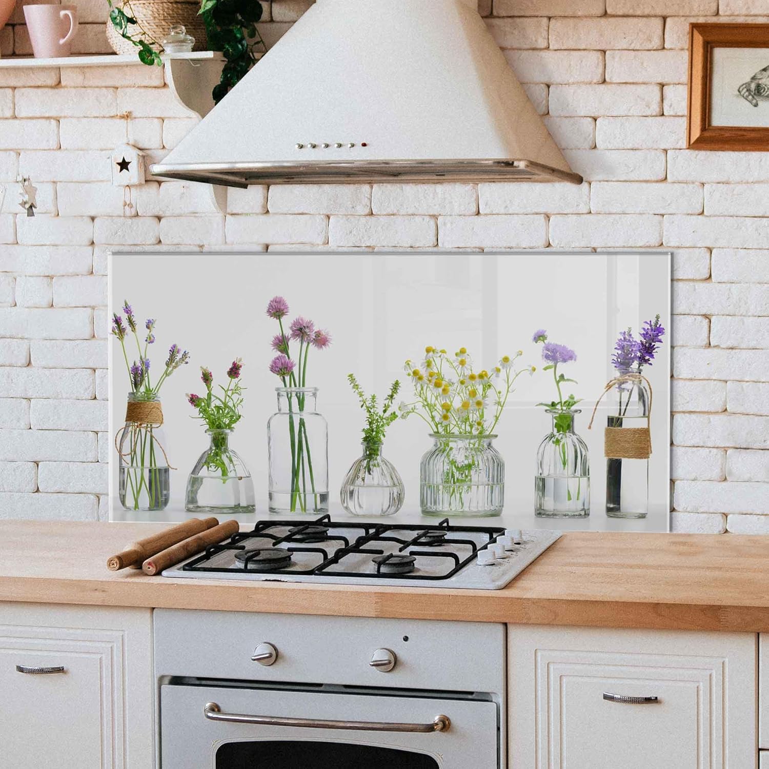 Roggmard Tempered Glass Kitchen Backsplash, Stove Back Top Cover, Splashback Tile, Kitchen Sink Cover Splash Guard, Home Kitchen Decor (30x20''-(76x51cm))