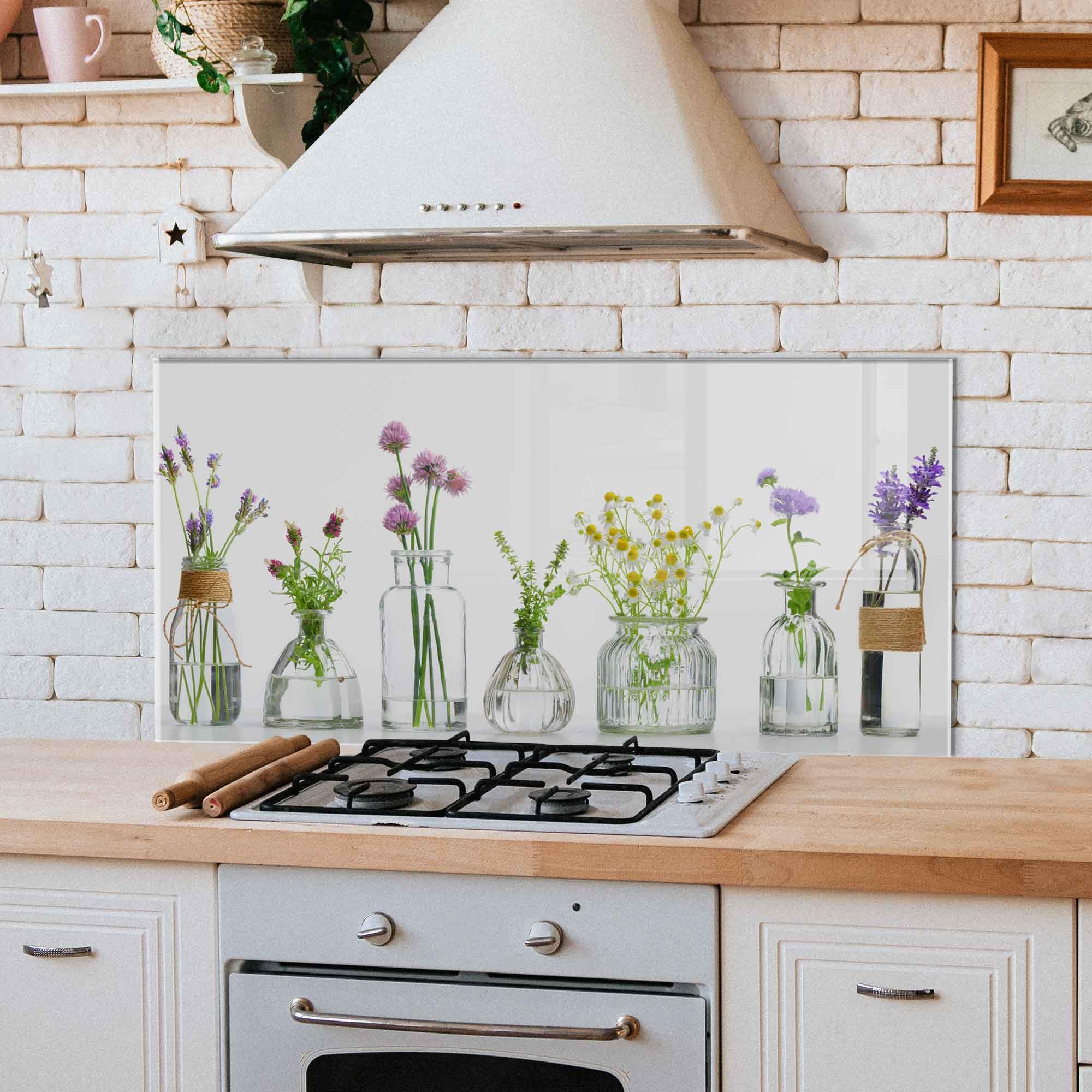 Roggmard Tempered Glass Kitchen Backsplash, Stove Back Top Cover, Splashback Tile, Kitchen Sink Cover Splash Guard, Home Kitchen Decor (25.5x12''-(65x30cm))