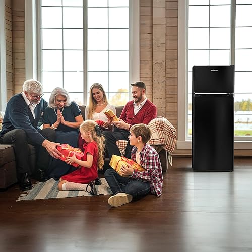 Miniatura 8 de Upstreman 7.7 Cu.Ft. Double Door-Apartment Size Fridge with Large Capacity Top Freezer, Adjustable Thermostat Control, Reversible Door