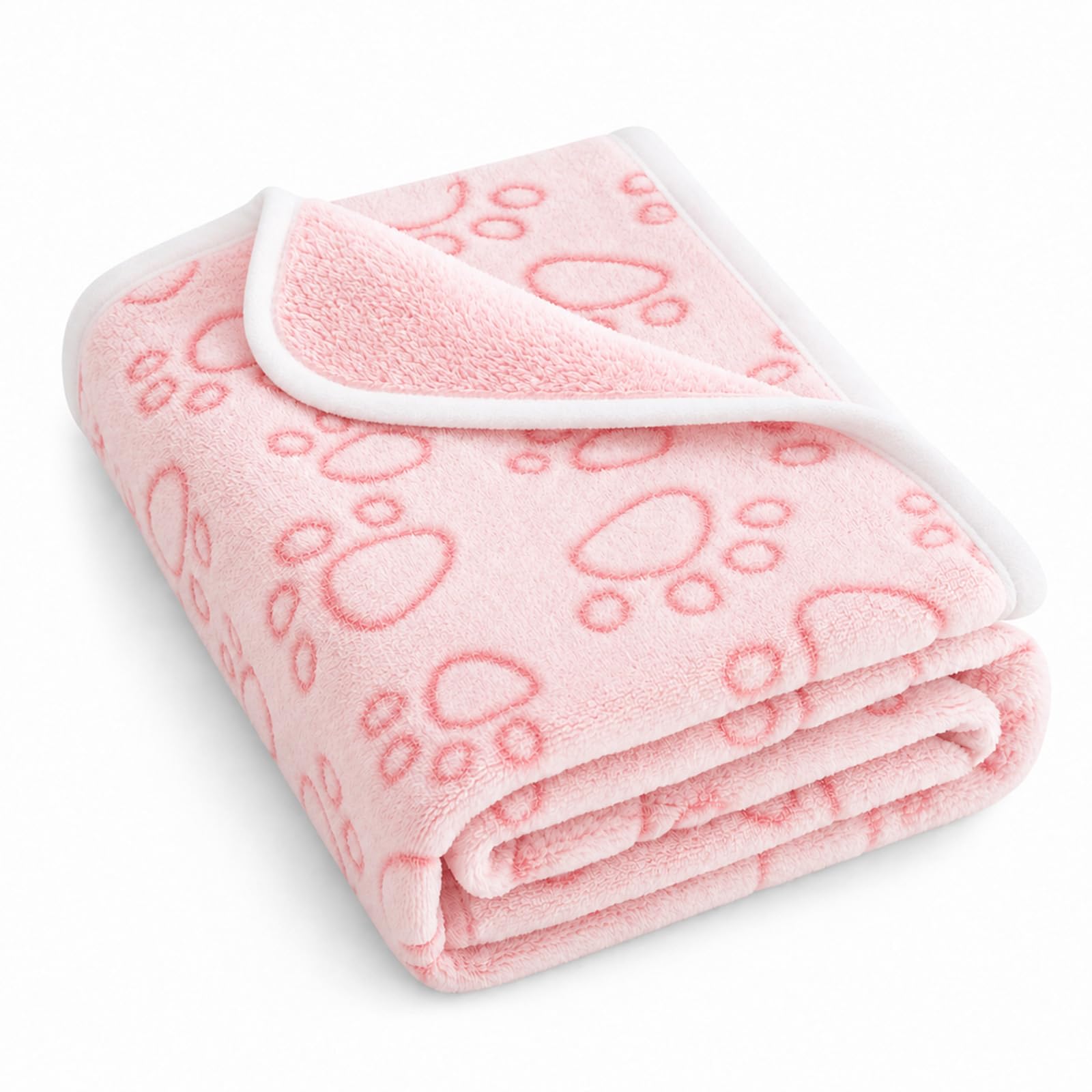 Jyswx Dog Blanket, 76 x 104 cm Soft Fleece Pet Blanket for Dogs Cats, Fluffy Puppy Blanket Washable Dog Throw with Paw Print, Warm Cat Blanket for Sofa, Bed, Kennel, Crate & Travel, Pink