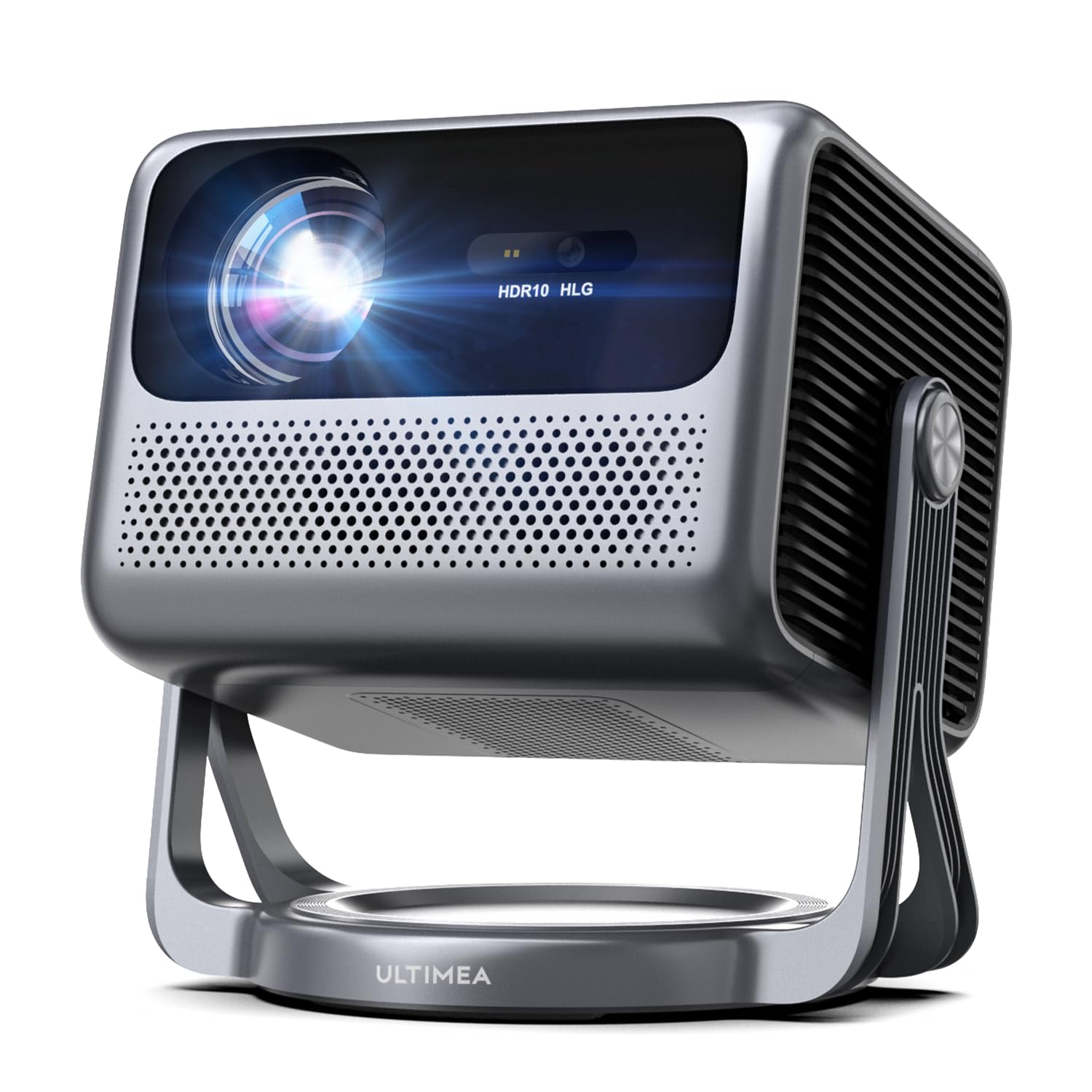 ULTIMEA Proiettore con Dolby Audio, Supporto 4K, Proiettore Portatile per Android TV 11.0, Presenta un Design Autonomo e un Gimbal a 90°, 600 ANSI Lumen, Bluetooth, Nova C40