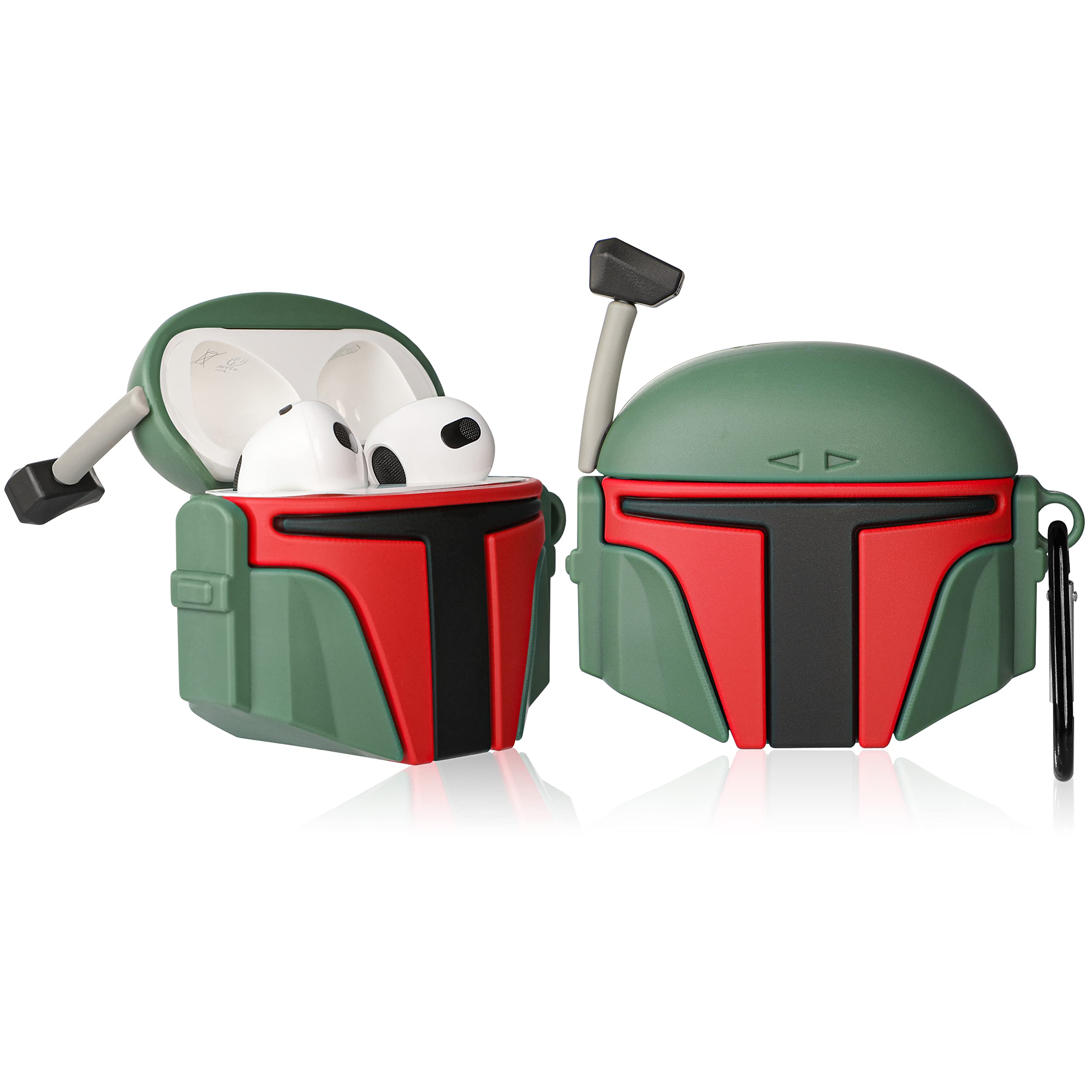 MulafnxalCase for Airpods 3 3rd Generation Cute Soft Silicone 3D Funny Fun Character for Air pod 3 (2021) Cover Fashion Designer Skin Cartoon Ring Kits Cases for Kids Boys Girls Teen (Green Warrior)