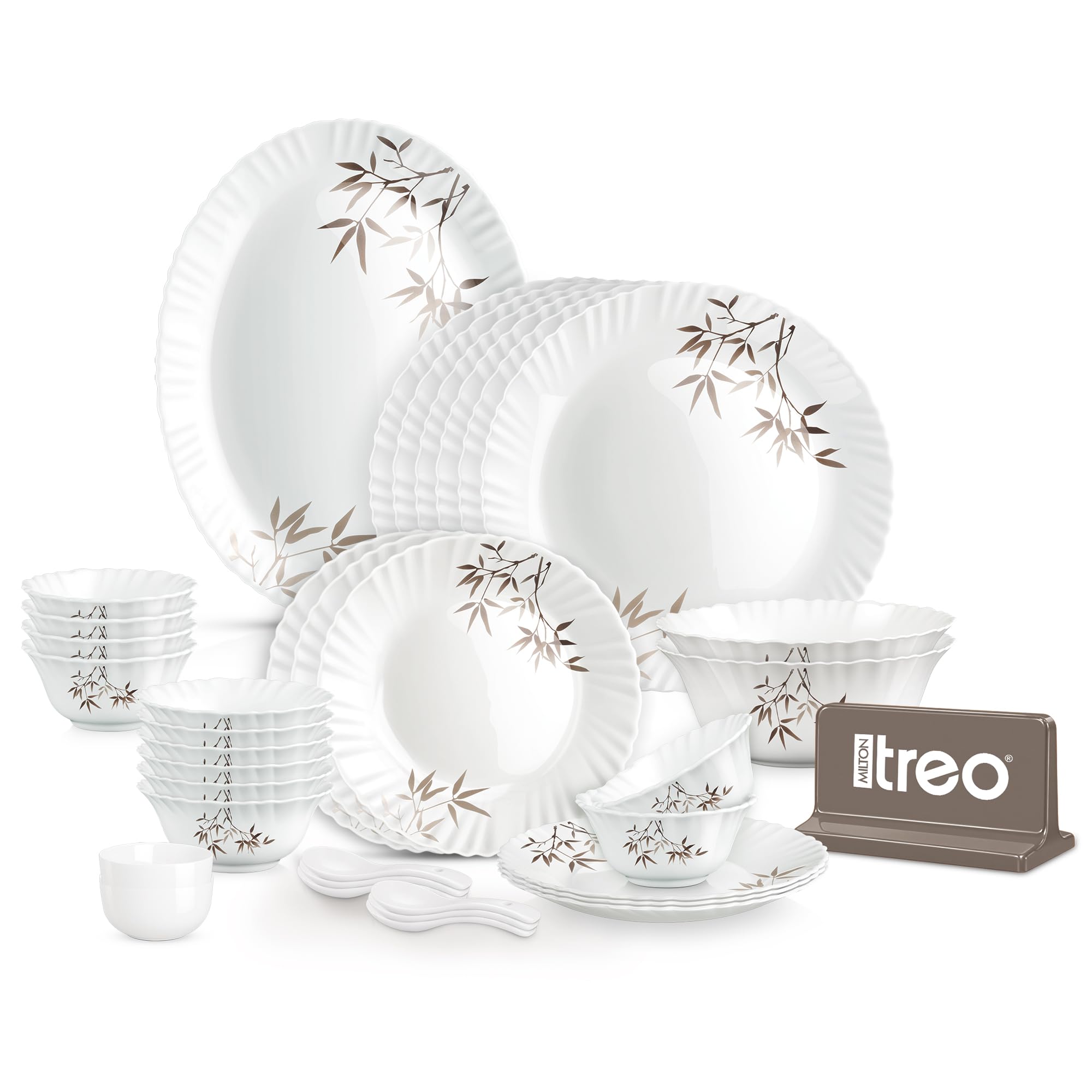 Treo Milton Opalware Dinner Set - 35 Piece, Dishwasher Safe -15
