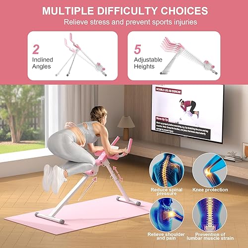 Miniatura 3 de Home Gym Systems Ab Machine, Ab Workout Equipment, Adjustable Ab Trainer Machine for Abs Workout at Home Gym, Foldable, Knee Protection, Abdominal