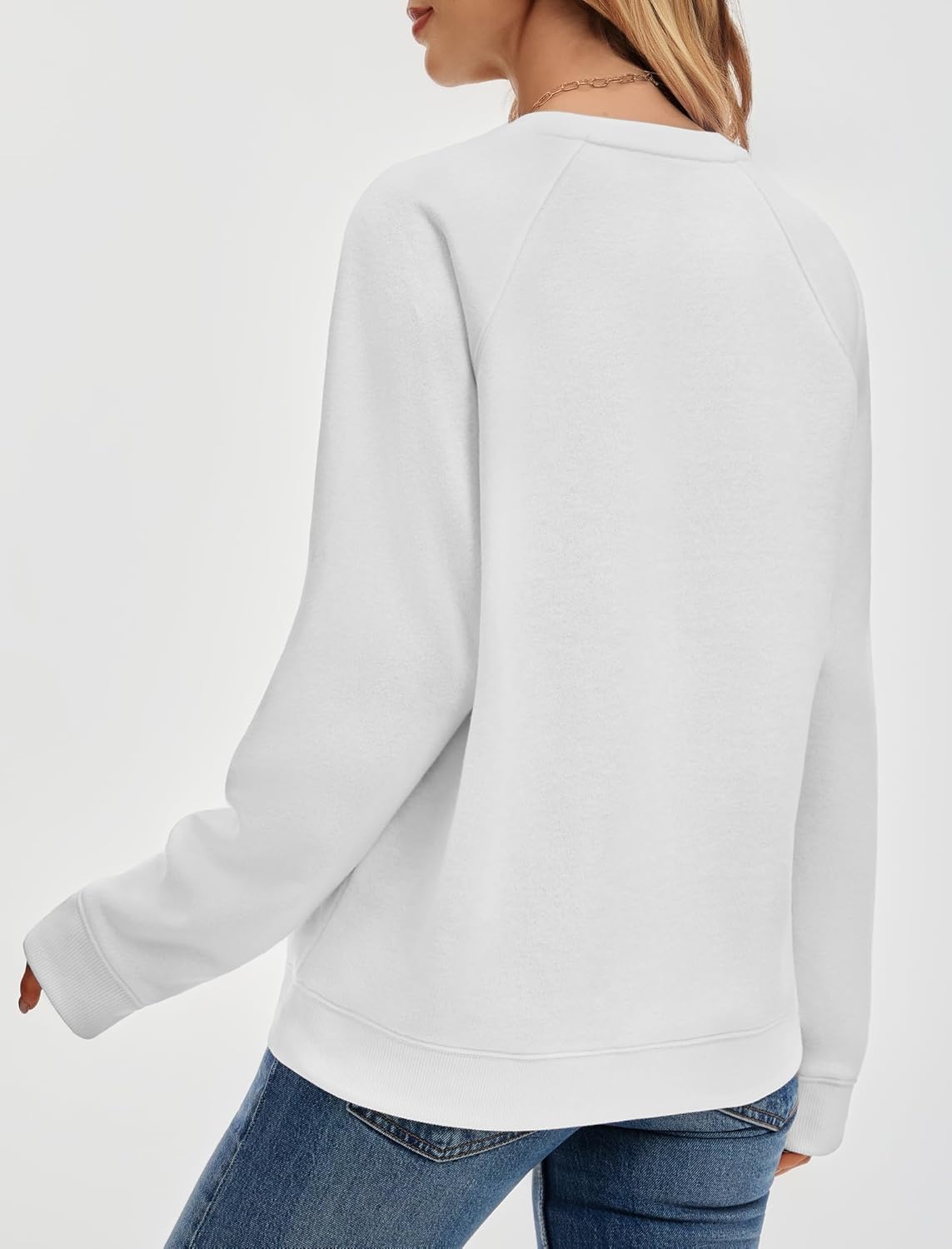 Oversized Sweatshirt for Women Fleece Lined Crewneck Pullover Sweatshirts Loose Fit Fall Long Sleeve Tops White - Image 4