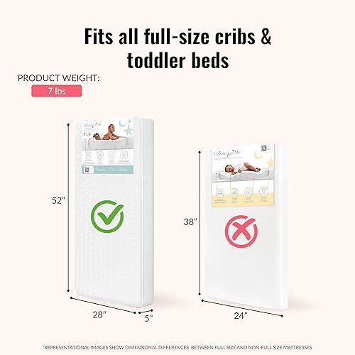 Miniatura 3 de Dream On Me Colchón transpirable 2 en 1 para cuna y cama infantil, 5 pulgadas