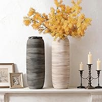 Vista 7 de ALMA Jarrón de suelo alto negro para hierba de las pampas, jarrón gris extra grande de 18 pulgadas para decoración del hogar, jarrones de cerámica