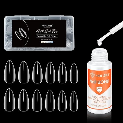 Modelones Pegamento para uñas de 0.3 fl oz con puntas de uñas