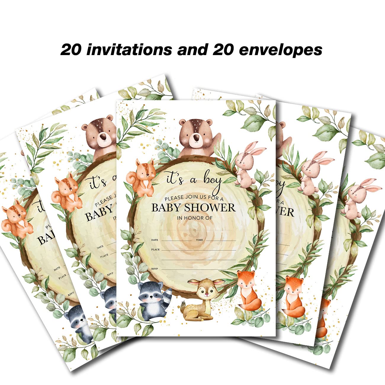 Geuro Baby Shower Invitations, Jungle Animals Fill In Invites Cards Wih, image size:1300x1300
