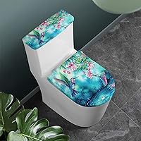 Vista 1 de Funda para tapa de inodoro con estampado de colibrí y cubierta para tanque de inodoro, súper suave, fundas de asiento para tapa de inodoro