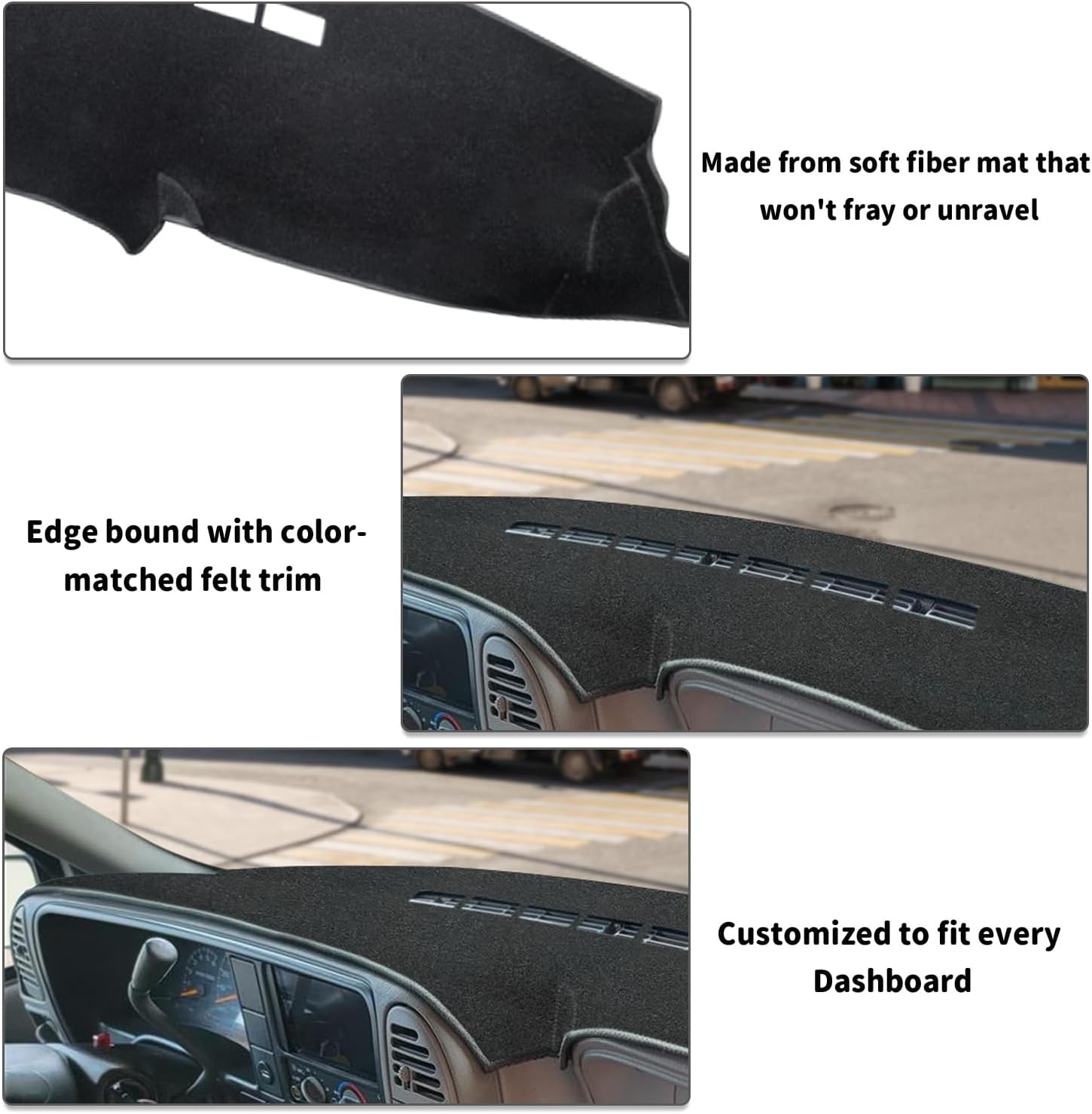 POSAID Dash Cover for 1997-2000 Chevy Chevrolet Silverado/GMC Sierra C1500 C2500 C3500 K1500 K2500 K3500, Dashboard Cover for 1997-1999 Chevy Tahoe/GMC Yukon, for 1999-2000 Cadillac Escalade, Black