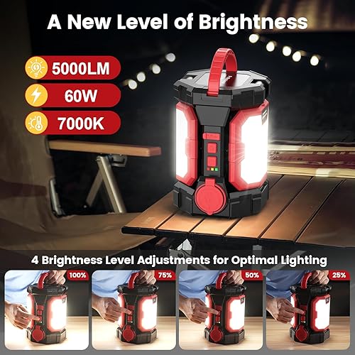 Miniatura 2 de Avhrit Luz de trabajo LED de 5000LM 60W, lámpara de trabajo recargable con batería de 5000mAh, linterna LED portátil 2 en 1 y banco de energía para