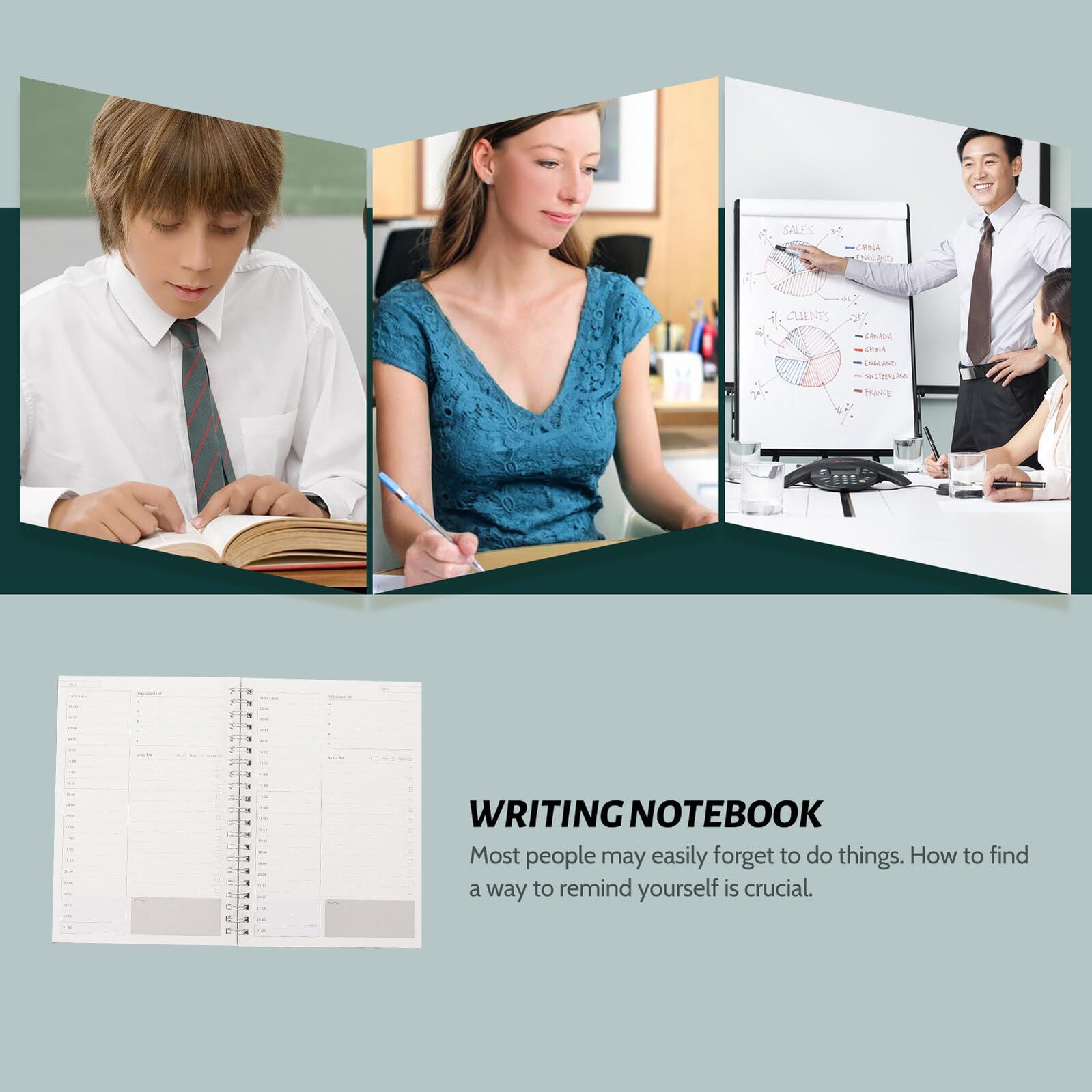 3 Stück Teiliges Student Planer Spiral notizbuch Liniert Glattes Schreibpapier Tages Wochenplaner für Schule und Studium Praktisches Studien Organisationsheft