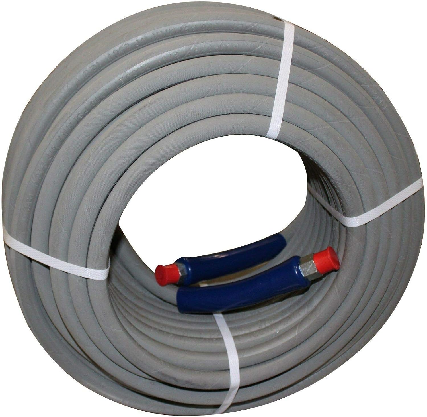 4000 PSI Pressure Washer Hose 3/8" x 200' – Non Marking Gray, Single Wire Braid, Heavy Duty Tough Cover, with Quick Connect Couplers