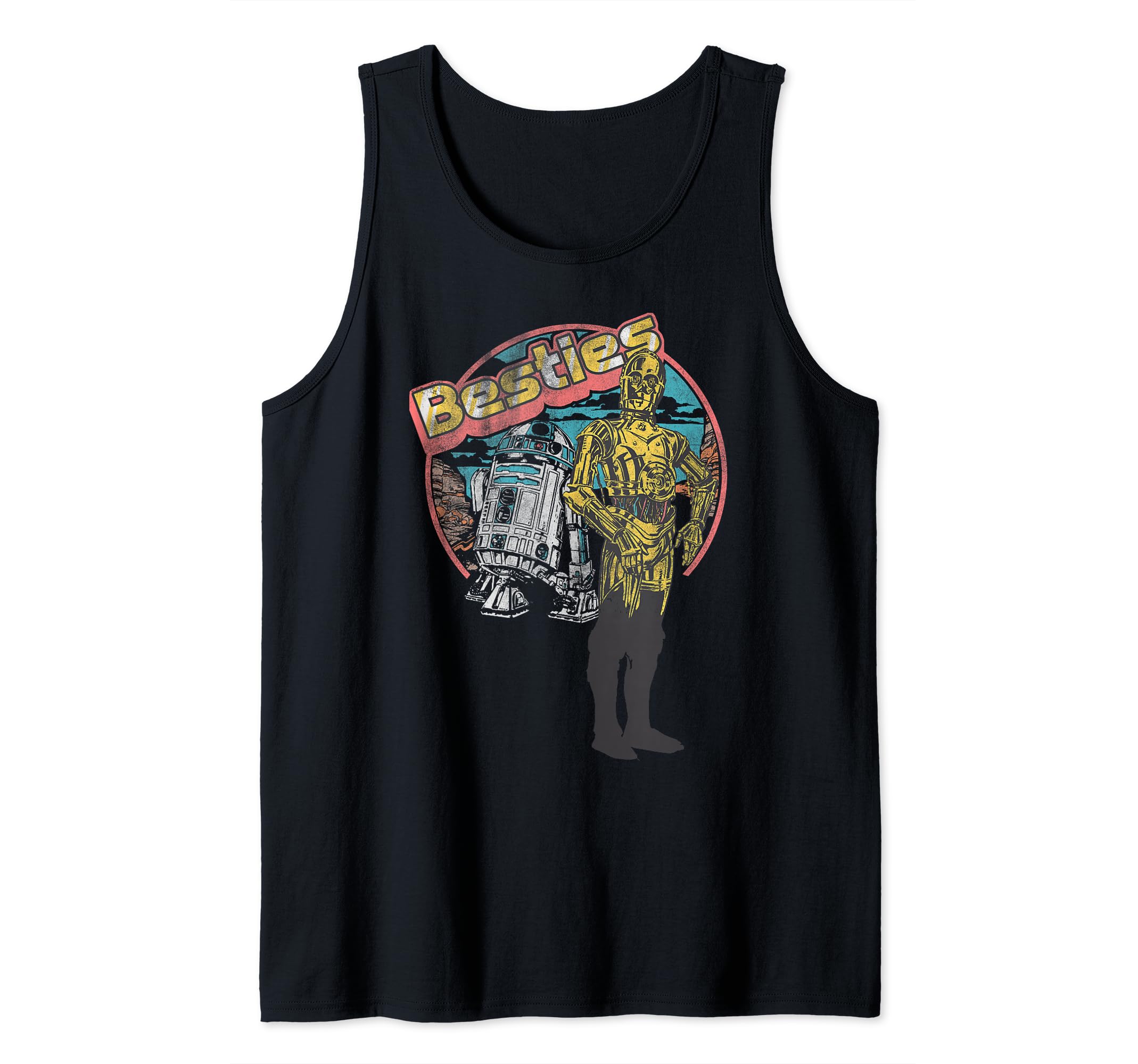 Star Wars R2-D2 C-3PO Besties Portrait Tank Top, Black