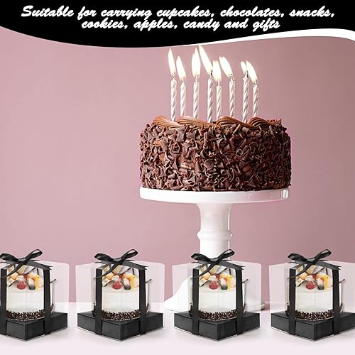 Miniatura 2 de Paquete de 12 cajas de plástico transparente para cupcakes, 3.5 pulgadas, contenedores individuales desechables individuales para cupcakes, caja con