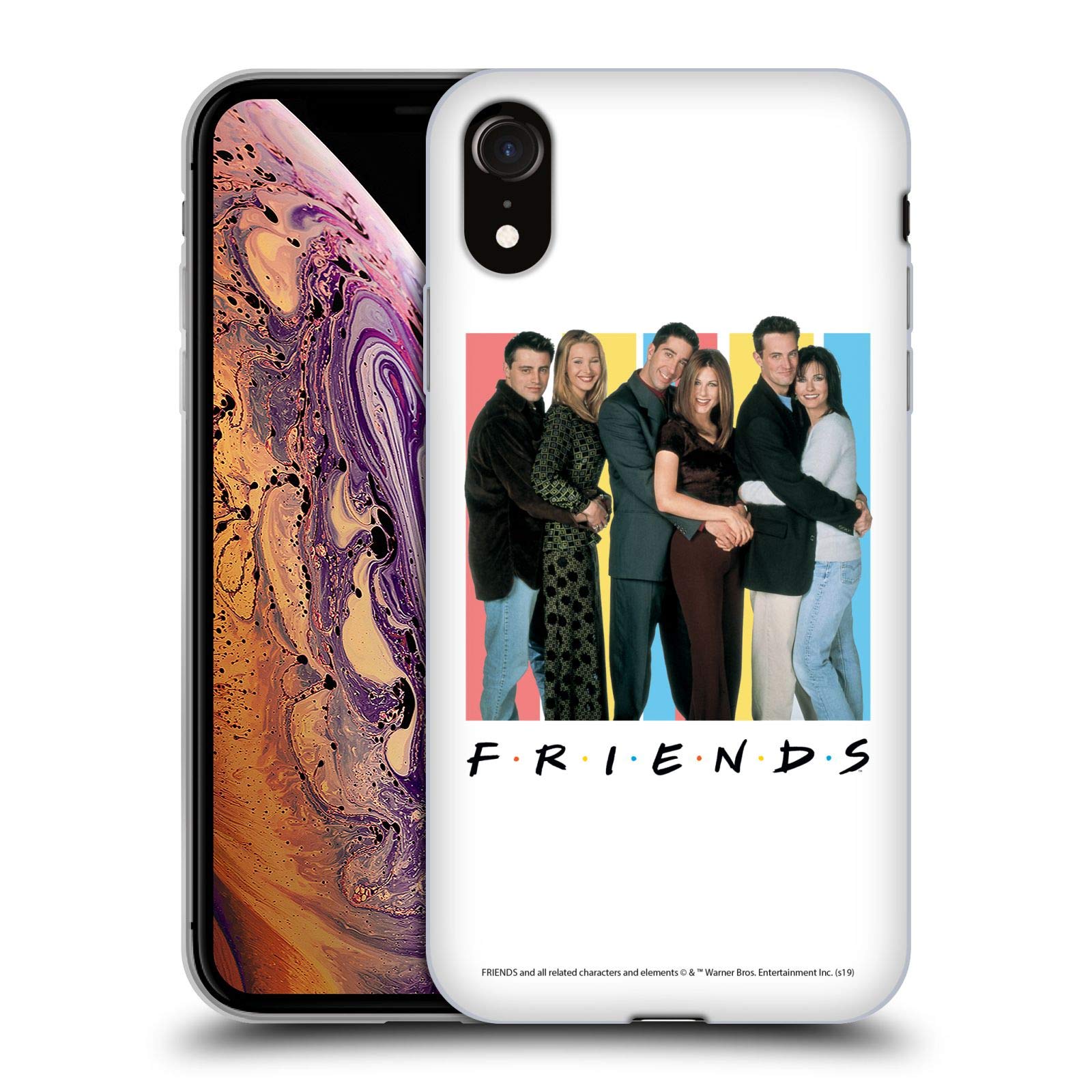 Head Case Designs Officially Licensed Friends TV Show Cast Logos Gel Case [Military Grade Protection] Compatible with Apple iPhone XR